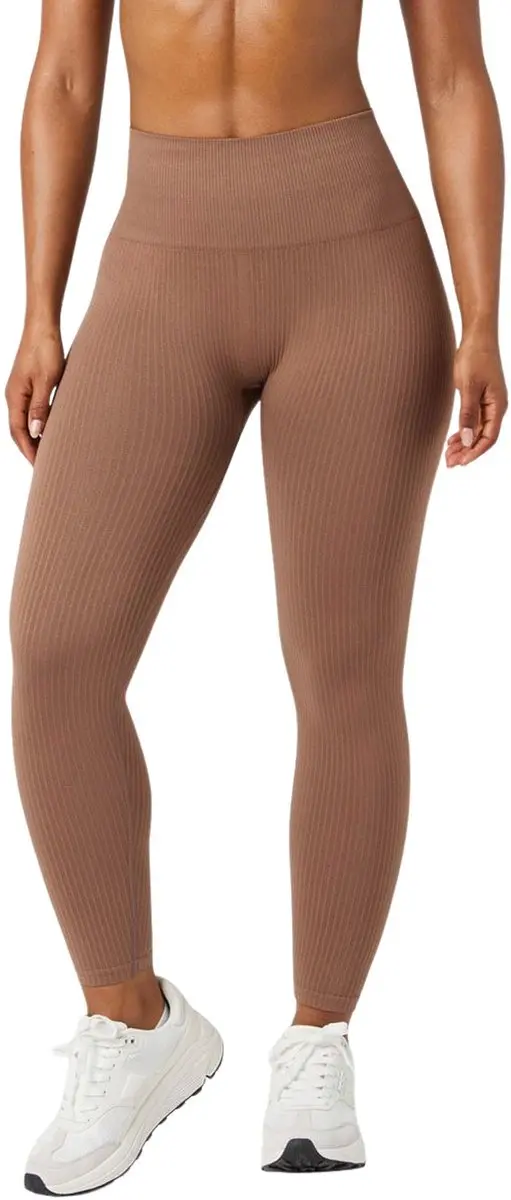 Björn Borg Studio Seamless Ribbed Tight Dames XL - Trainingsbroek - Bruin