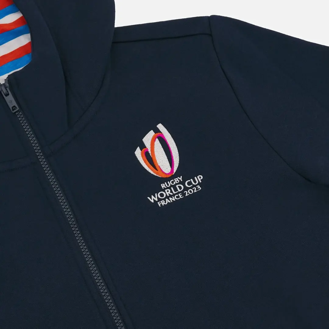Macron RWC Frankrijk 2023 Sweatshirt - Kindercapuchon 128/134 Marine