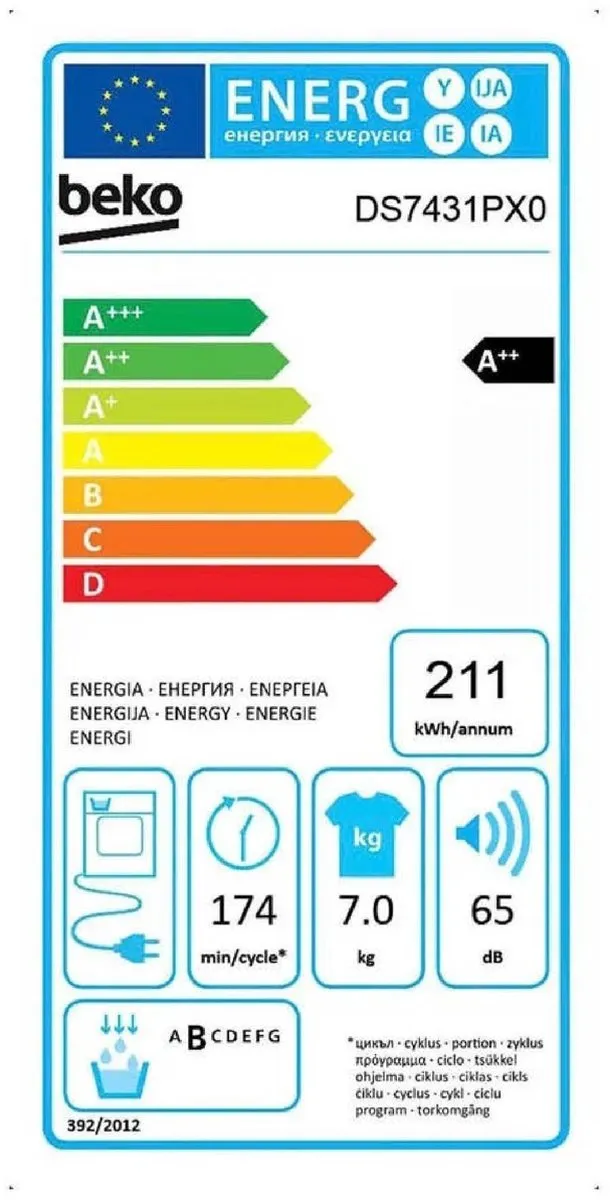 Beko DS7431PX0 Warmtepompwasdroger 7 kg - Wit