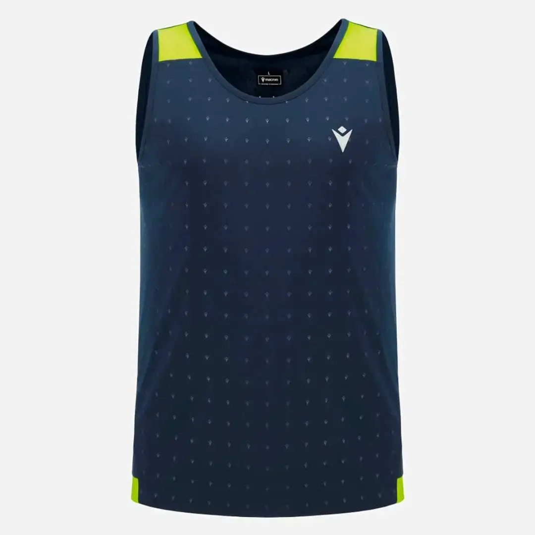 Macron Gervais Reflex Mouwloos T-shirt M - Deep Blue/Néon Geel