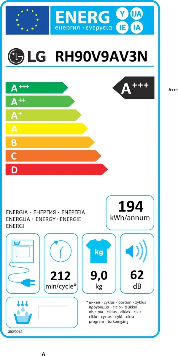 LG RH90V9AV3N Warmtepompdroger 9 kg - Wit