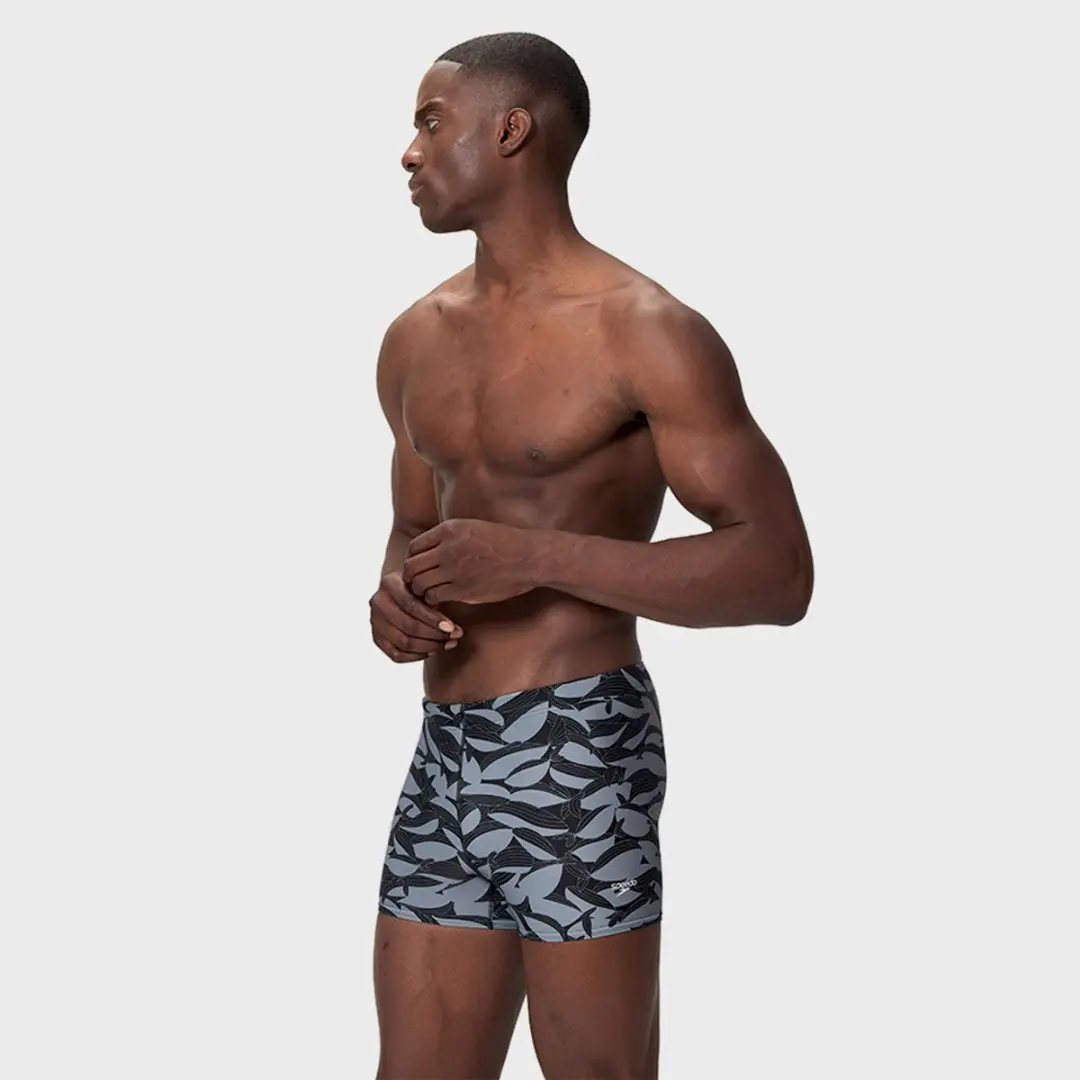 Speedo Heren Beachstar Square Leg Aquashort - M - Zwart/Grijs