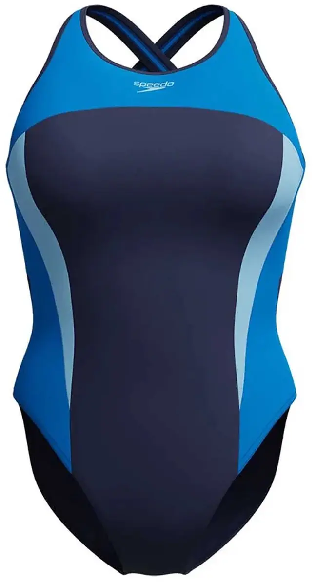 Speedo High Neck Splice Cross Back Zwemkleding 32 - Blauw