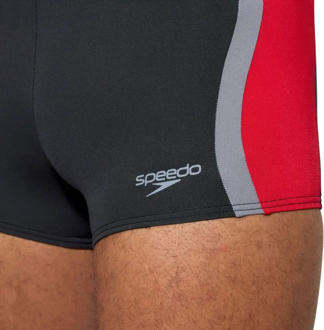 Speedo Solid Splice Aquashort Heren - Sportzwembroek L - Zwart/Rood
