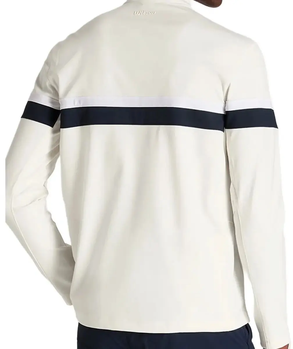 Wilson Elevate Performance T-shirt Half Zips - S - Sandrift/Classic Navy/Bright White