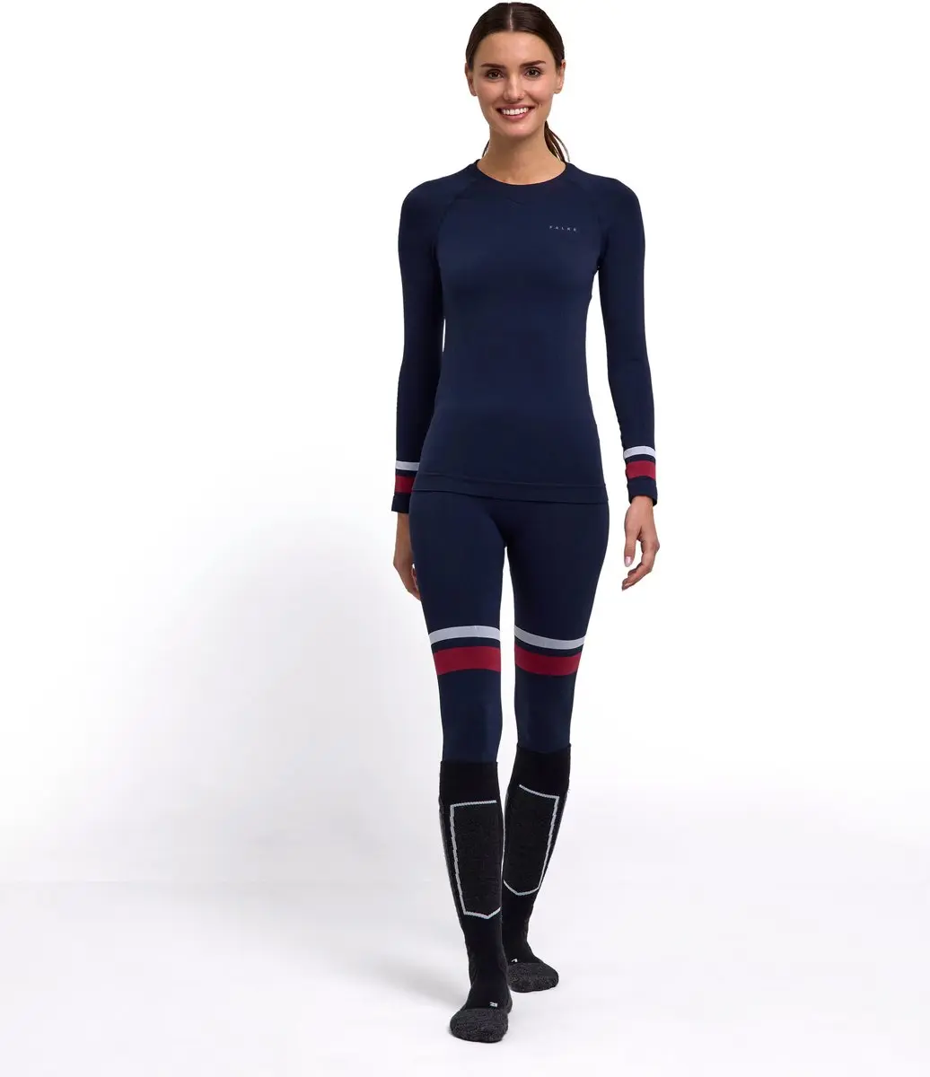 Falke Damen Maximum Warm Longsleeve Shirt - XL - Blauw 6116