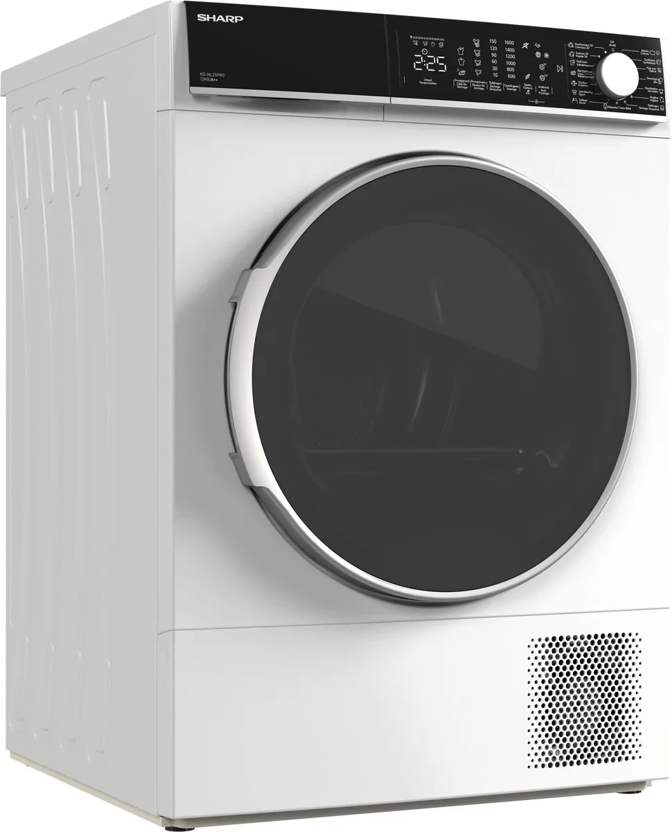 Sharp KDNL2S9W2BE - warmtepomp droger - 12KG - energie label D - 15 programma's - LED trommelverlichting - WIT