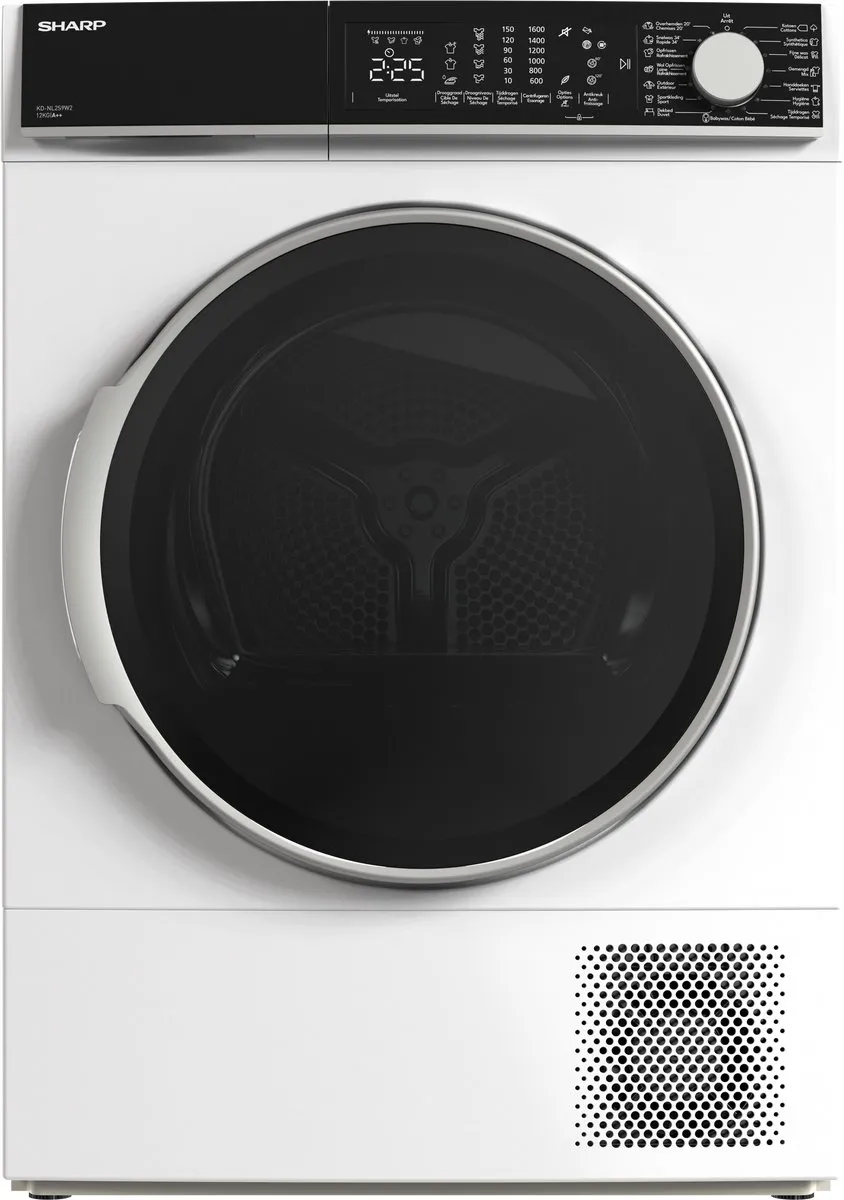 Sharp KDNL2S9W2BE - warmtepomp droger - 12KG - energie label D - 15 programma's - LED trommelverlichting - WIT