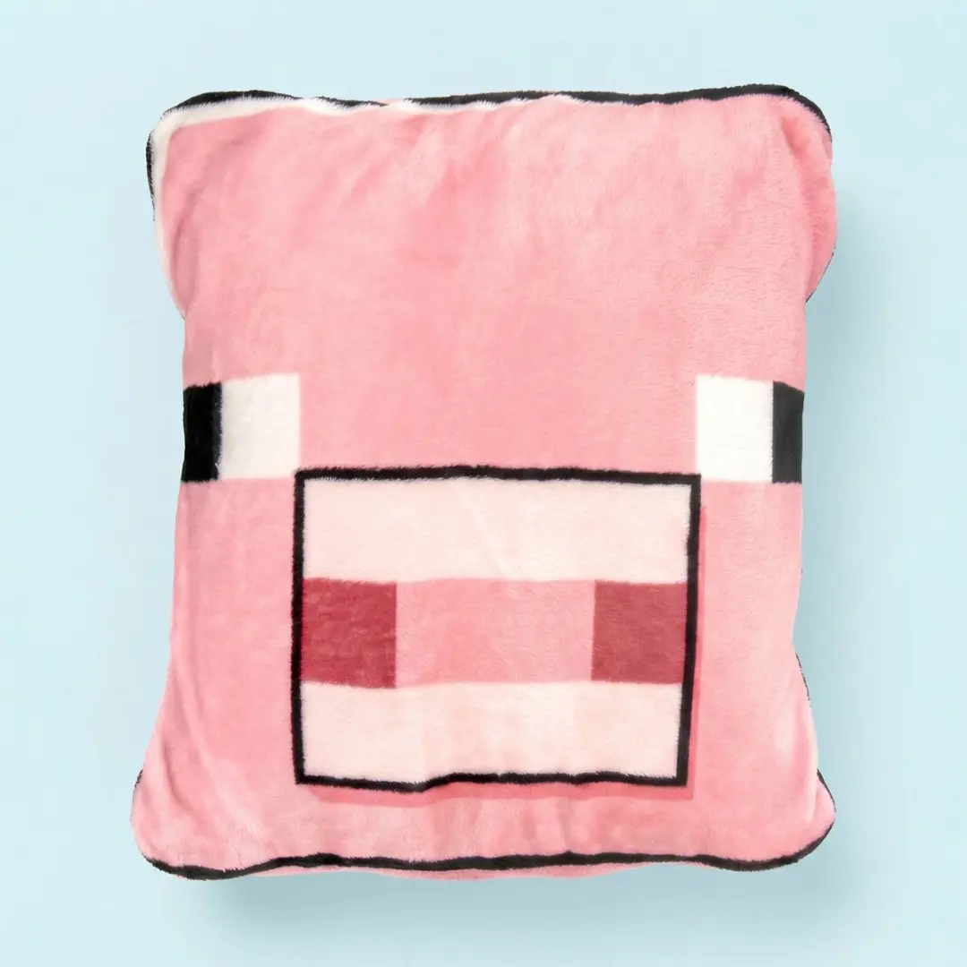 Paladone Minecraft Pig 2-in-1 Kussen Deken 120x150cm - Pink