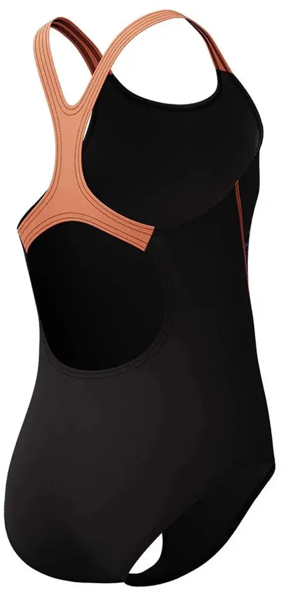 Speedo Medley Logo 1-Piece Meisjesbadpak - Zwart/Oranje - afbeelding 5 van 6