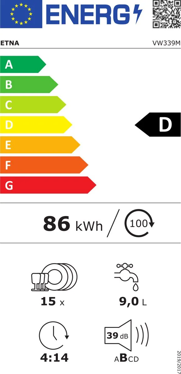 Etna VW339M Inbouwvaatwasser - 15 Couverts