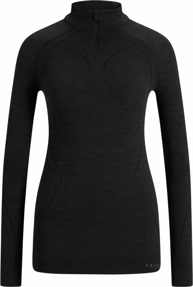 Falke Wool Tech Zip Shirt Dames - L - Zwart