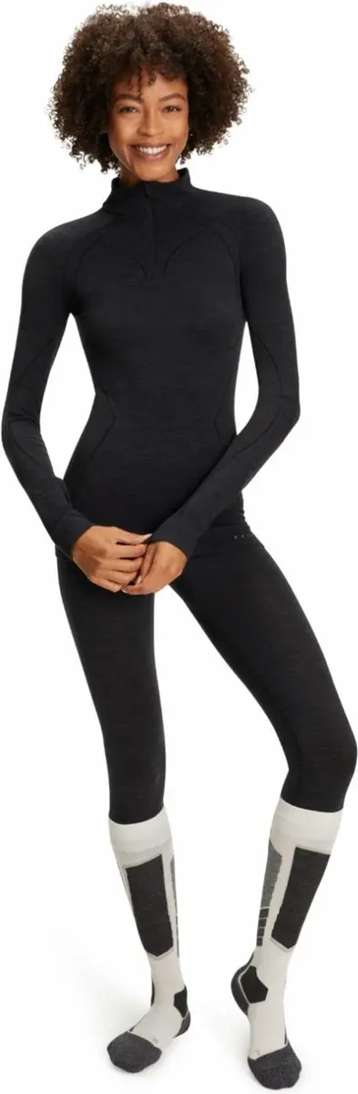 Falke Wool Tech Zip Shirt Dames - L - Zwart