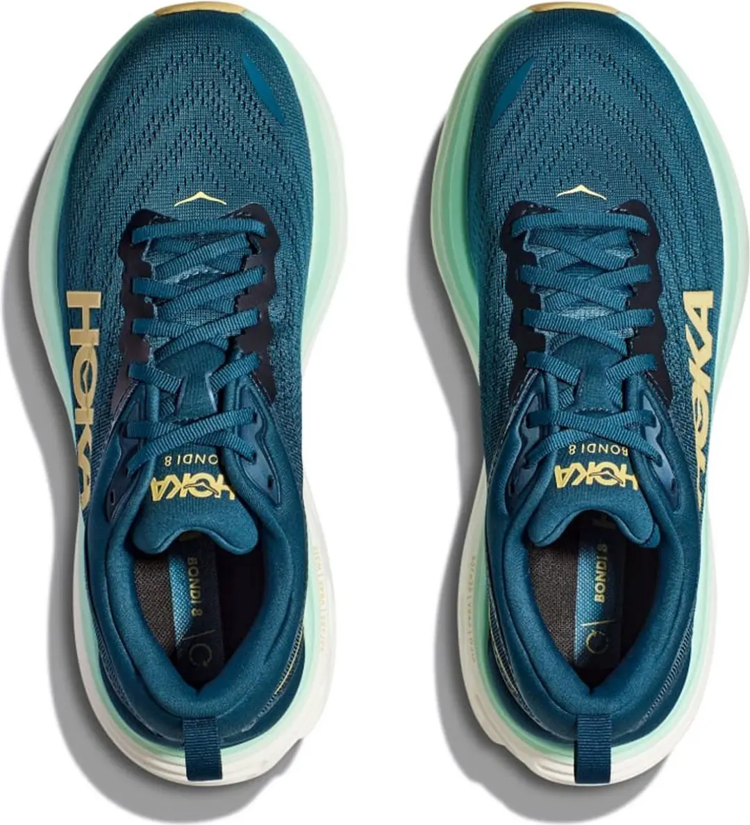 Hoka Bondi 8 Sportschoenen - 44 2/3 - Blauw/Wit/Geel