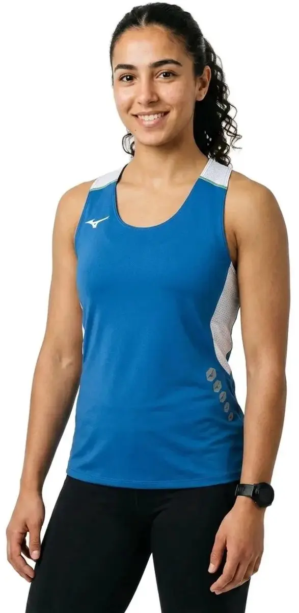 Mizuno Premium Japan Mouwloos T-shirt - S - Blauw/Wit