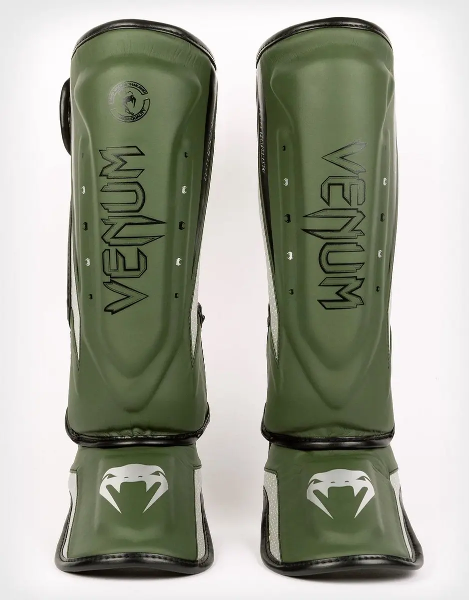 Venum Elite Evo Kickboks Scheenbeschermers M - Khaki/Zilver - afbeelding 5 van 6