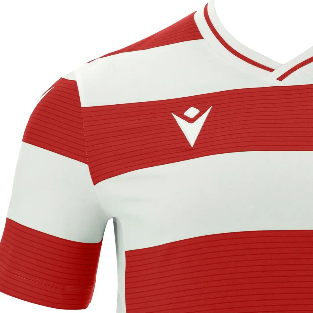 Macron Alcyon Heren Shirt Korte Mouw - Wit/Rood 5XL