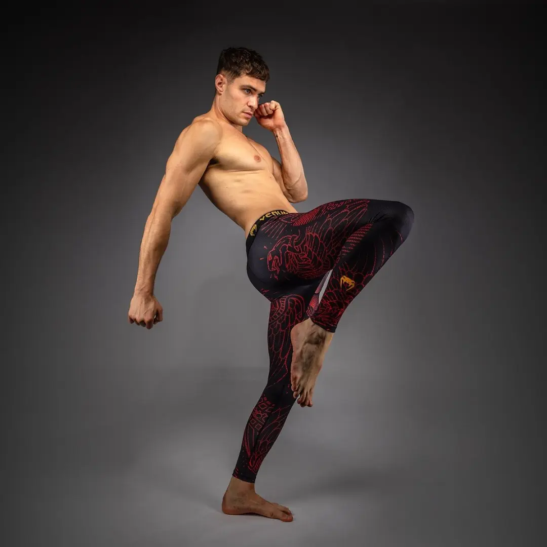 Venum Quetzal Fury Spats - Zwart/Fury Rood/Mandarijn - XL