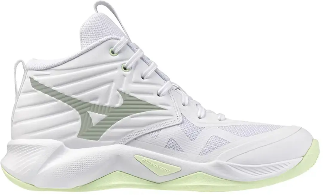 Mizuno Wave Momentum Pro Mid Dames - 40.5 - Wit/Aqua Grijs