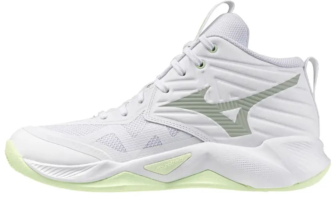 Mizuno Wave Momentum Pro Mid Dames - 40.5 - Wit/Aqua Grijs