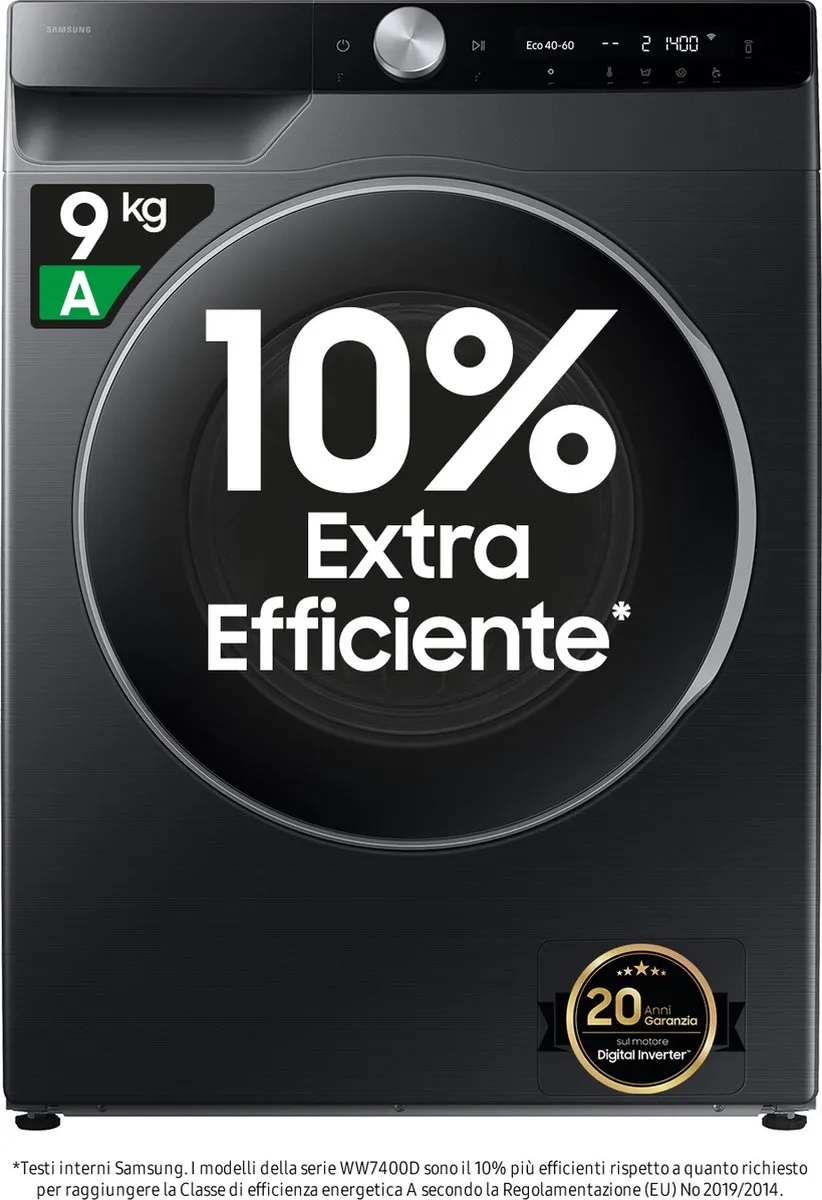 Samsung WW90DG6U85LB Wasmachine 9kg 1400 RPM - Zwart