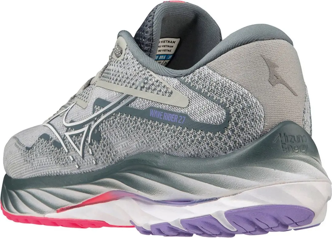 Mizuno Wave Rider 27 Sportschoenen - 37.5 - Grijs/Paars/Rozig