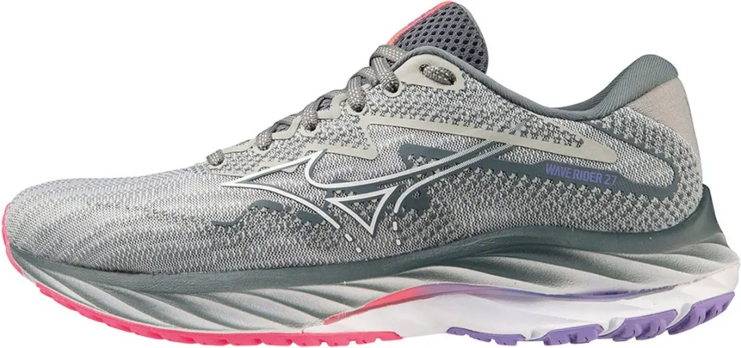 Mizuno Wave Rider 27 Sportschoenen - 37.5 - Grijs/Paars/Rozig