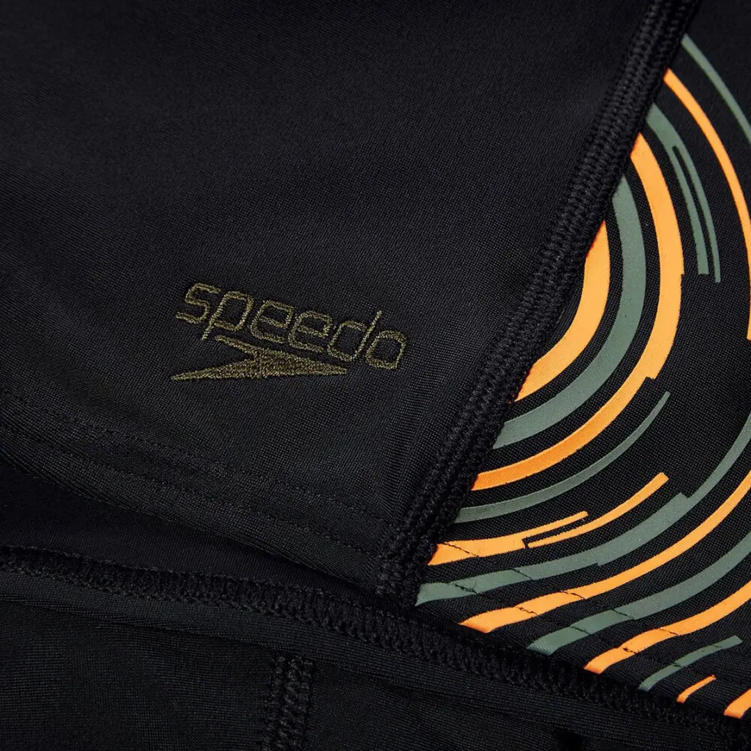 Speedo Plastisol Placement Zwemboxer Jongens 164 - Zwart/Orange/Groen