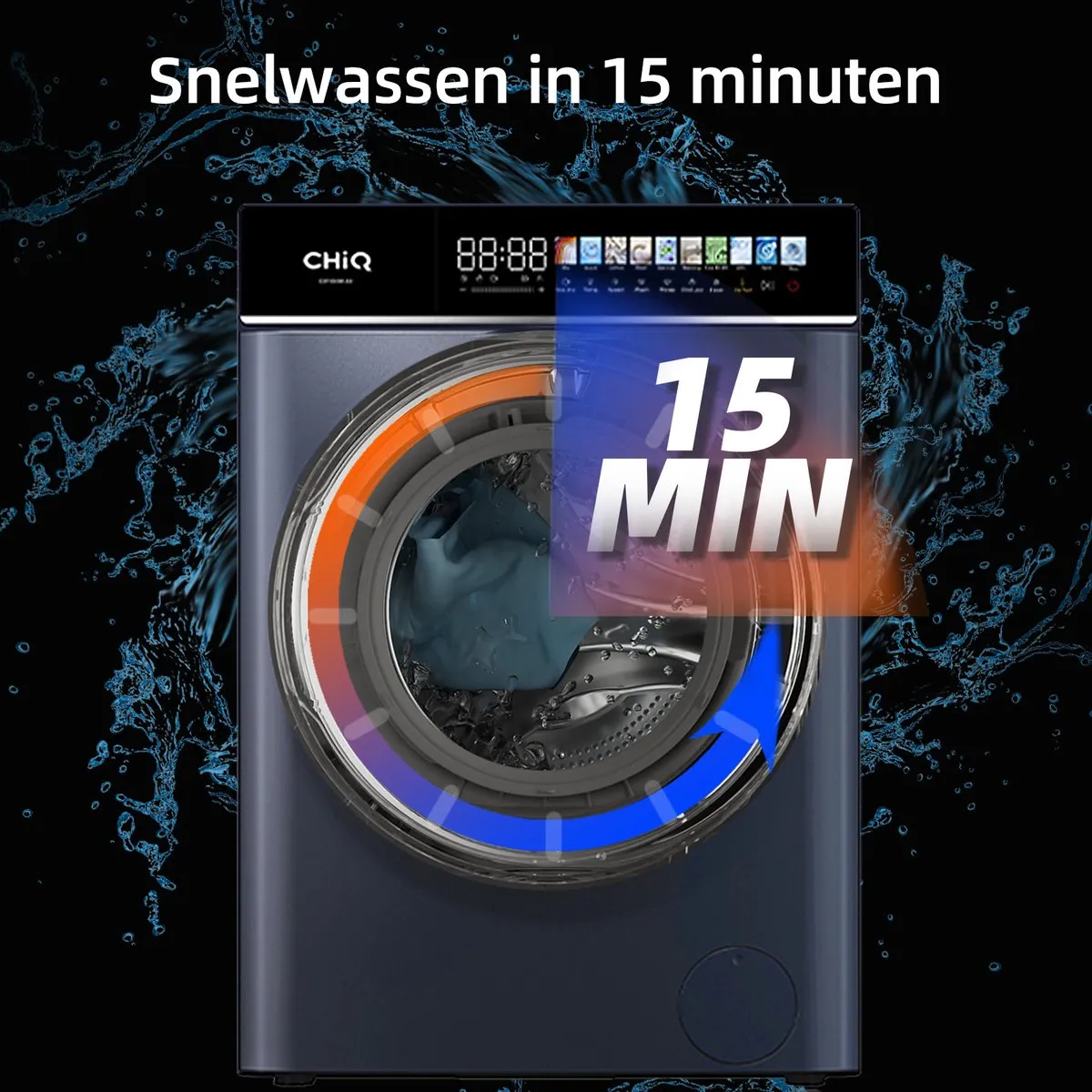 CHiQ CW106581AX Wasmachine 10kg - Zwart - afbeelding 6 van 6