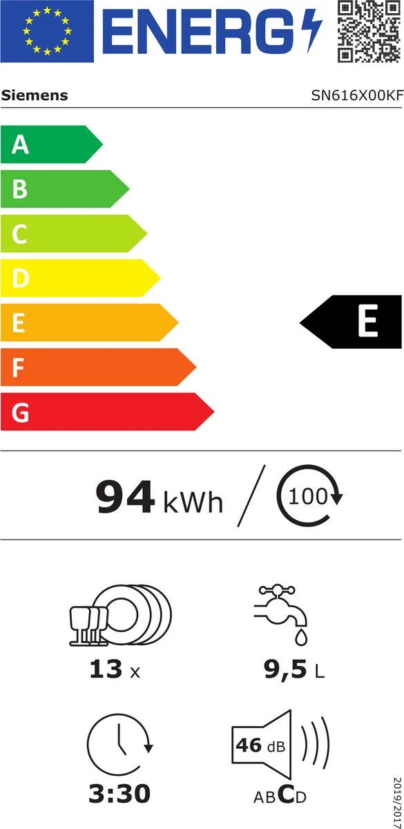 Siemens SN616X00KF Inbouw Vaatwasser 13 Couverts - RVS - 46 dB