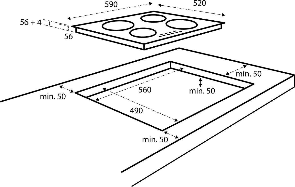 Inventum IKI6035MAT Inbouw Inductiekookplaat 60cm - 4 Zones - Mat Zwart - afbeelding 6 van 6