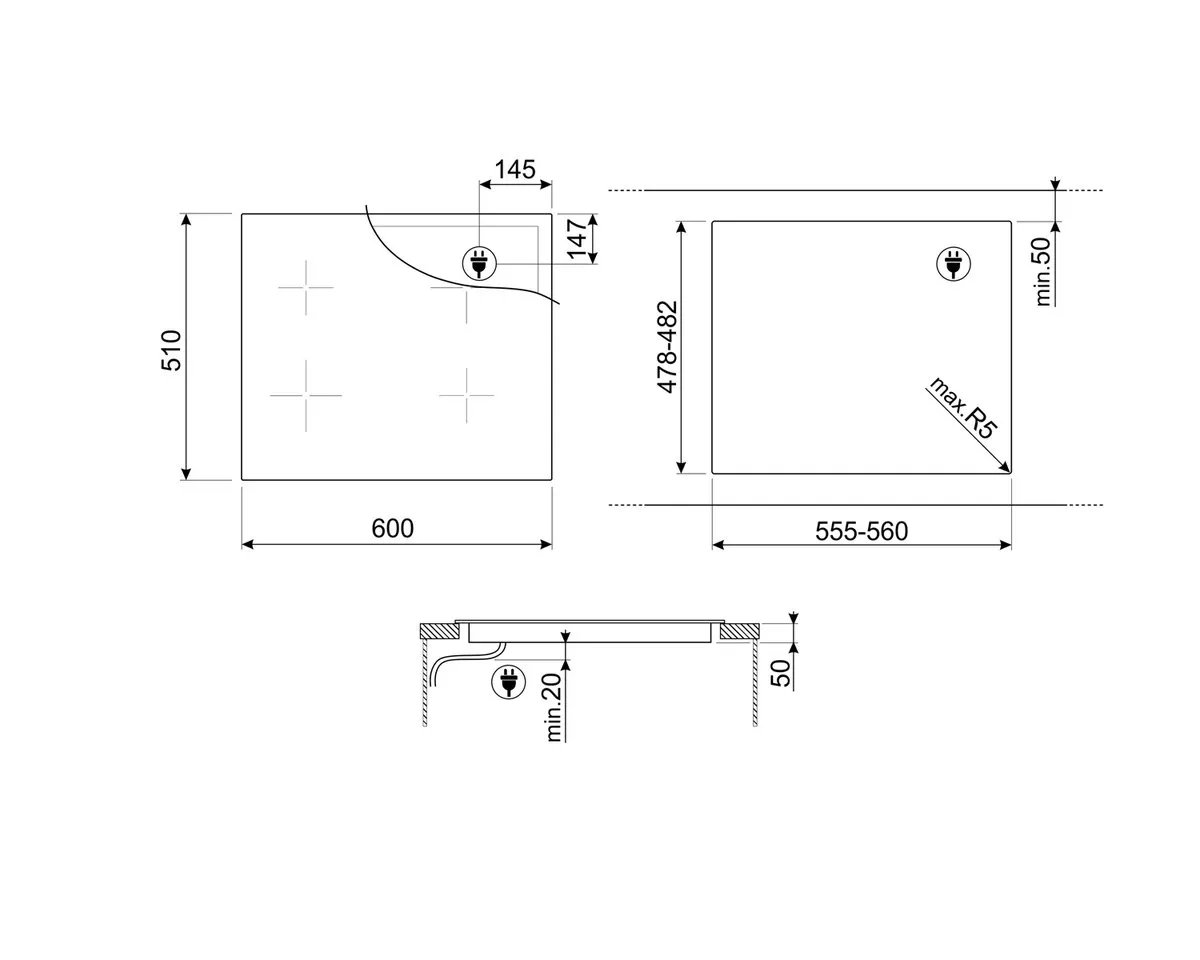 Smeg SIB2641D Inductiekookplaat 60cm