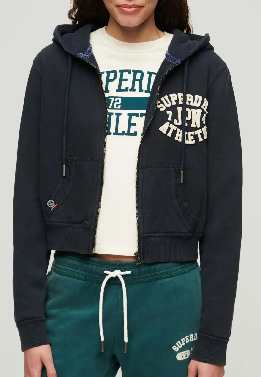 Superdry Athletic Essentials Relaxed Crop Hoodie W2012164A - UK16/EU44 - Eclipse Navy - afbeelding 6 van 6