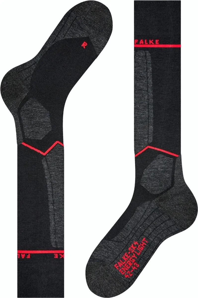 Falke Wintersportsokken 41/42 - Zwart/Grijs/Rood