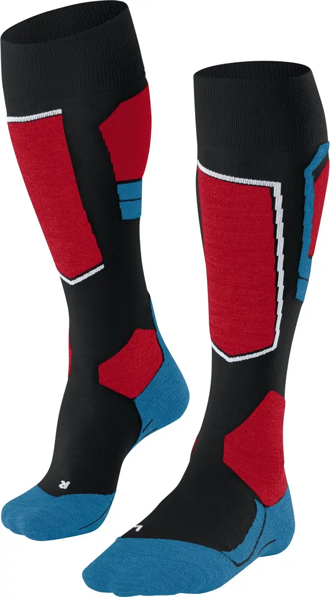 FALKE SK4 warm dun wol functioneel materiaal skisokken heren zwart