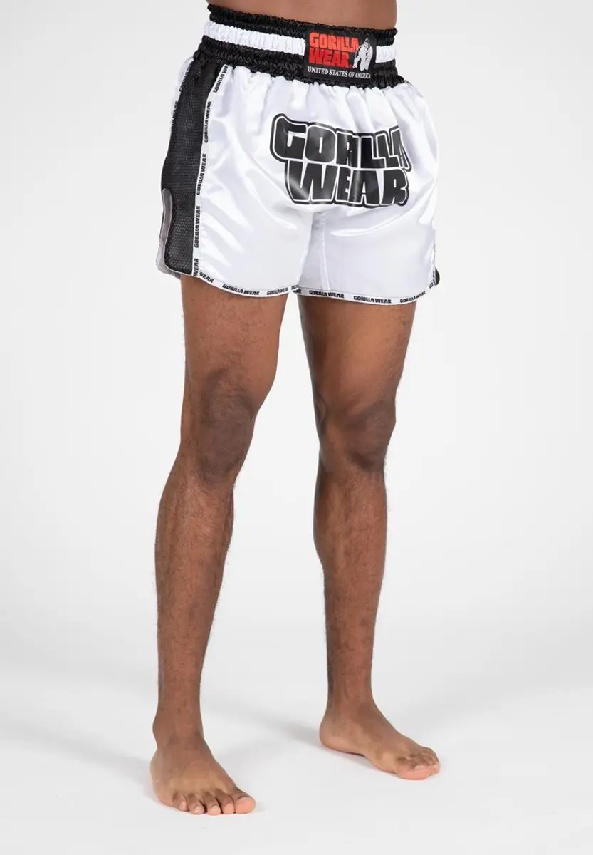 Gorilla Wear Piru Muay Thai Shorts S - Wit/Zwart - afbeelding 6 van 6