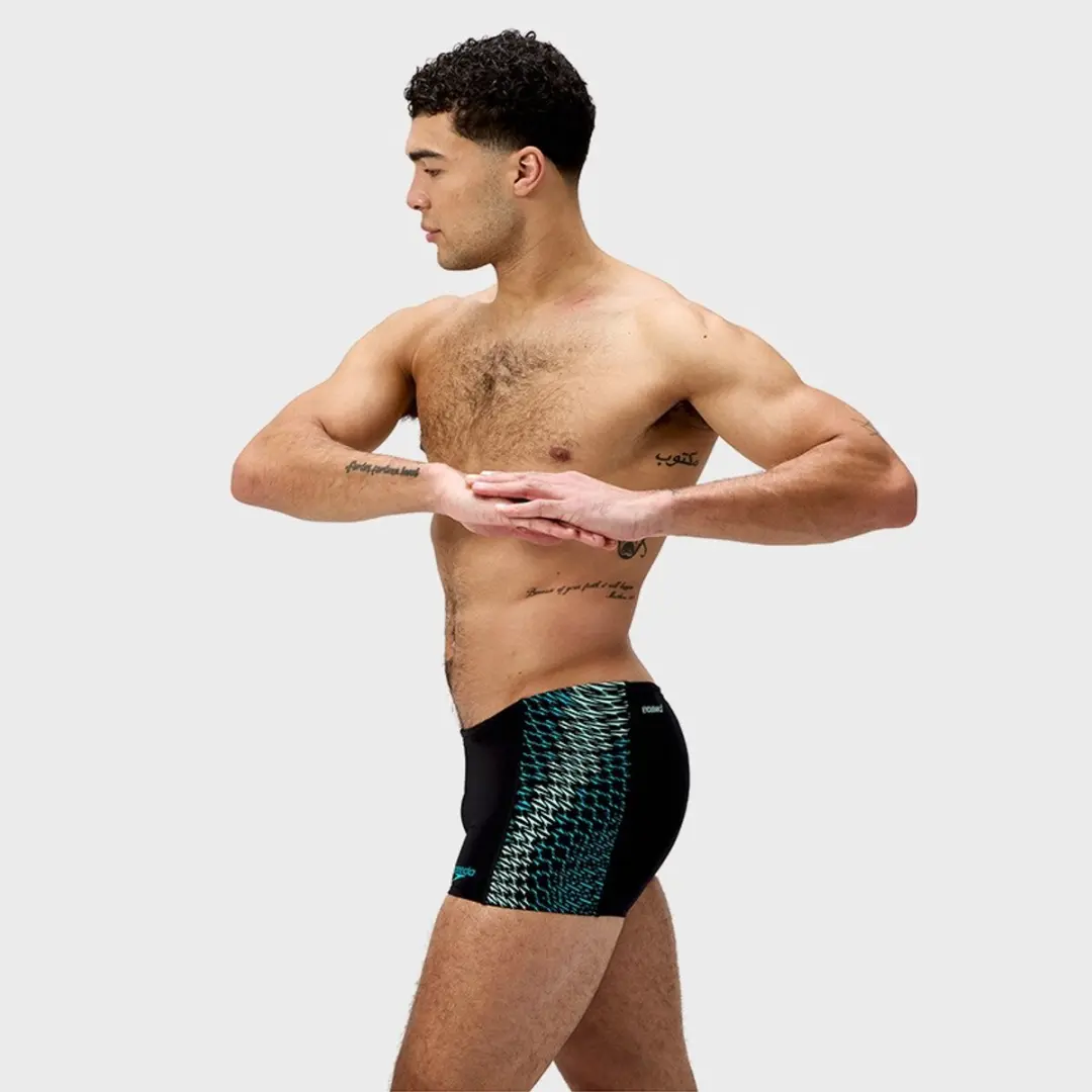 Speedo Endurance+ Max Tech Panel Zwemboxer Heren XXL - Zwart/Blauw/Groen