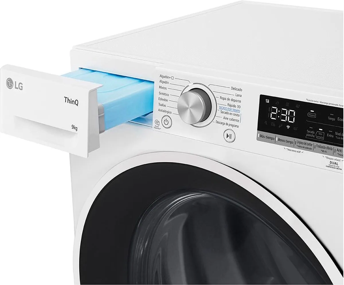 LG RH90V5AV6N Vrijstaande Warmtepompdroger 9kg - Wit