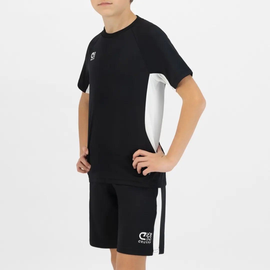 Cruyff Turn Tech Shirt Junior 164 - Zwart/Wit