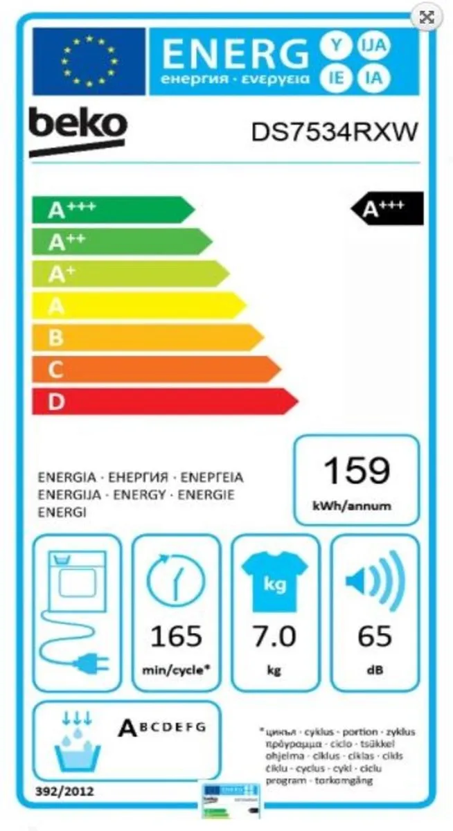 Beko DS7534RXW Vrijstaande Wasdroger 7kg - Wit