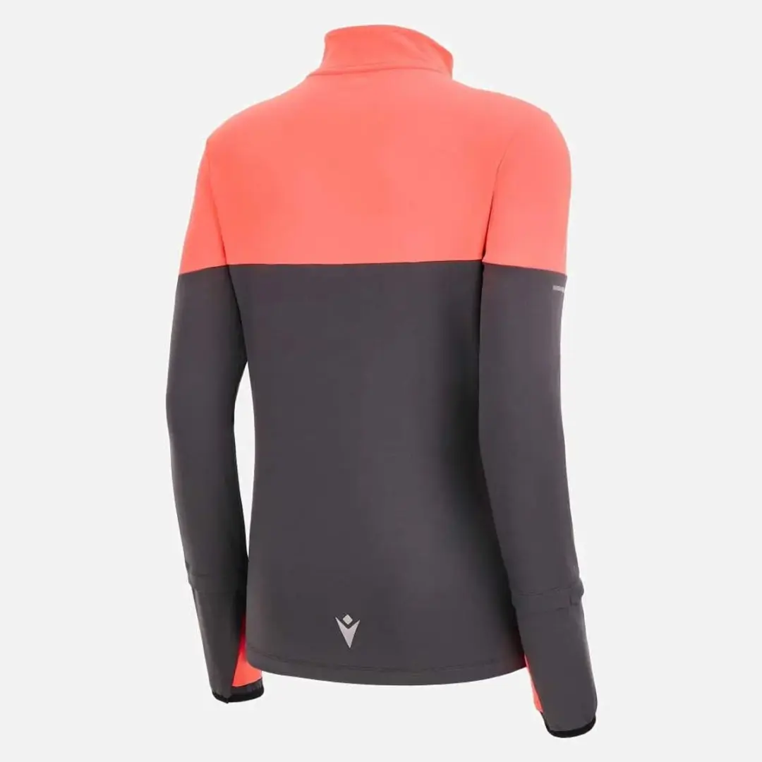 Macron Delia Sweatshirt - Halve Rits - Medium Grey/Neon Coral