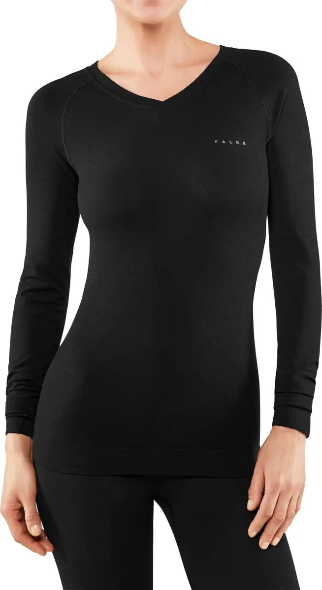 Falke Wool-Tech Light V-hals Dames Shirt - L - Zwart