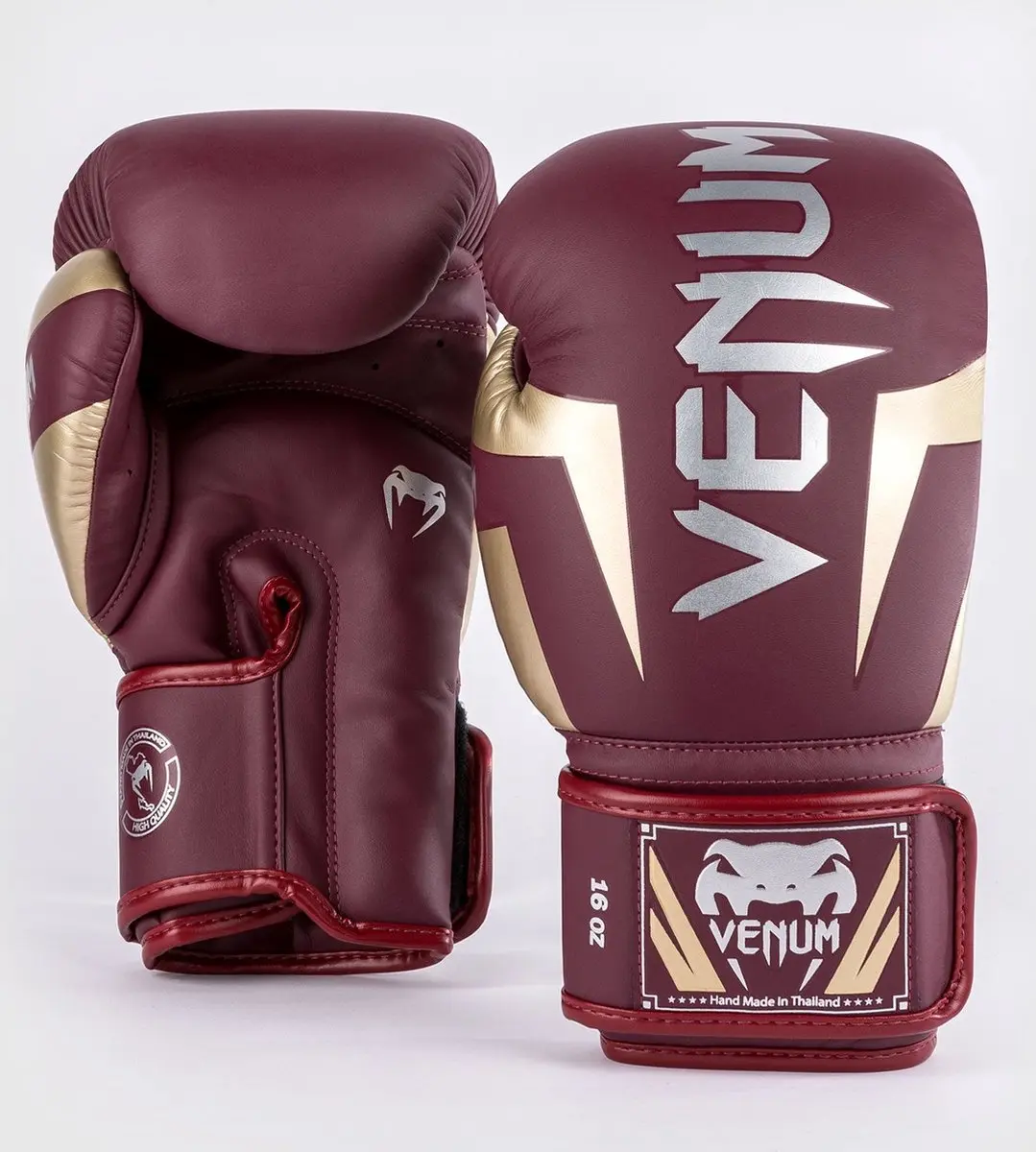 Venum Elite Kick Bokshandschoenen 16 oz - Burgundy Gold - afbeelding 6 van 6