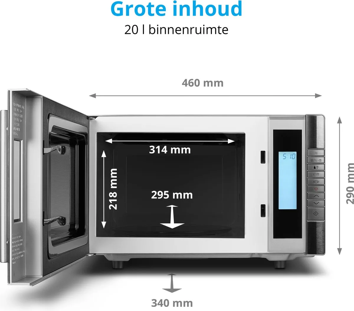 MEDION MD 14482 Magnetron met grill / 20L ovenruimte / 8 automatische programma's / ontdooifunctie / 800 Watt magnetron en 1000 Watt grillvermogen / timer / grillrooster