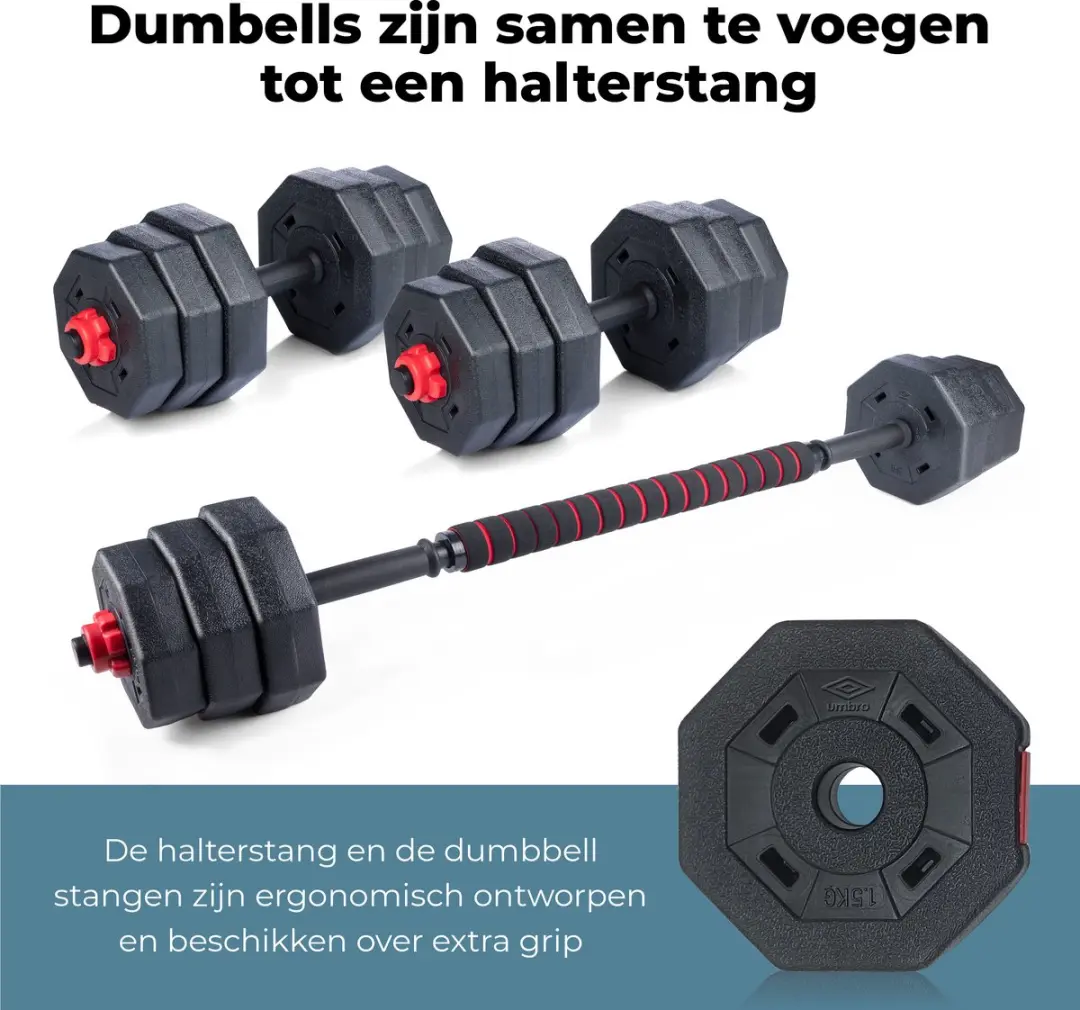 Umbro Krachttraining Set 20kg - 19-delig - Zwart/Rood
