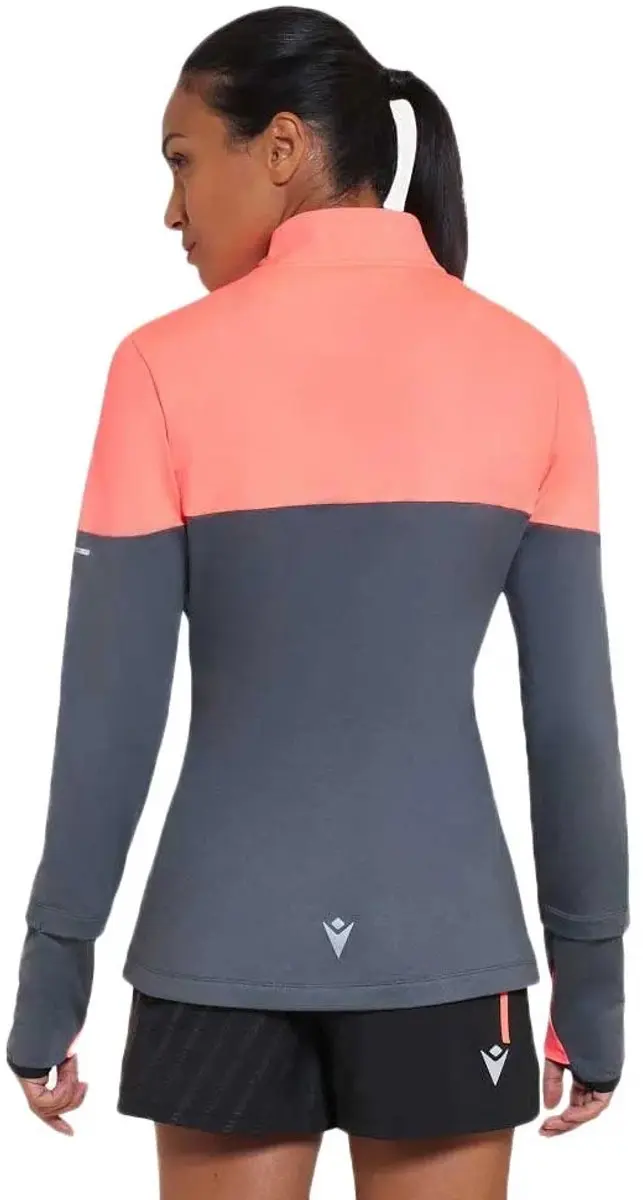 Macron Delia Sweatshirt - Halve Rits - Medium Grey/Neon Coral