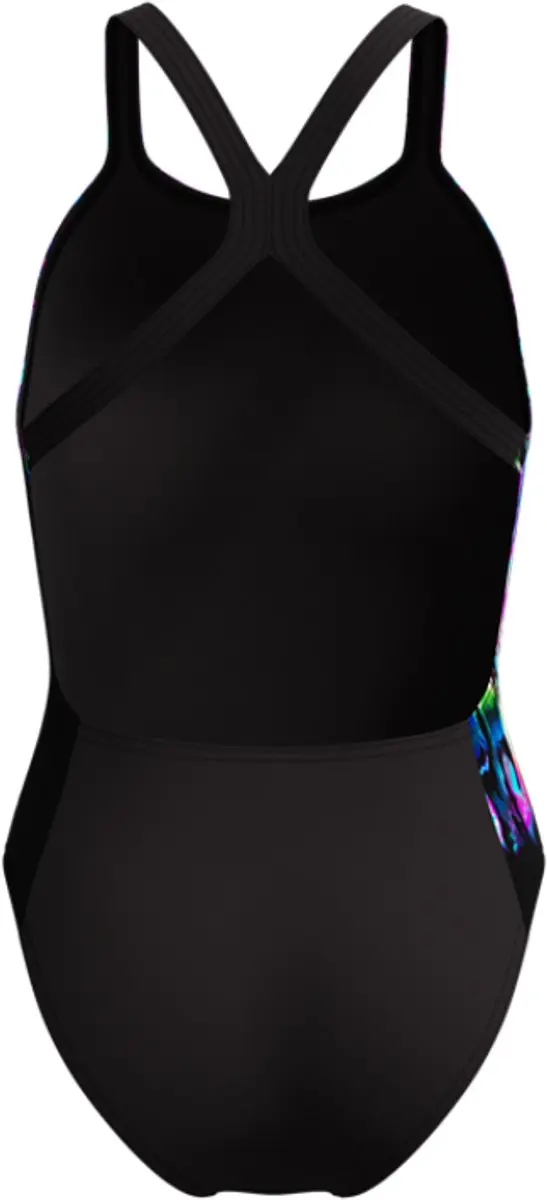 Speedo Dames Badpak Powerback Placement Print - Zwart/Blauw