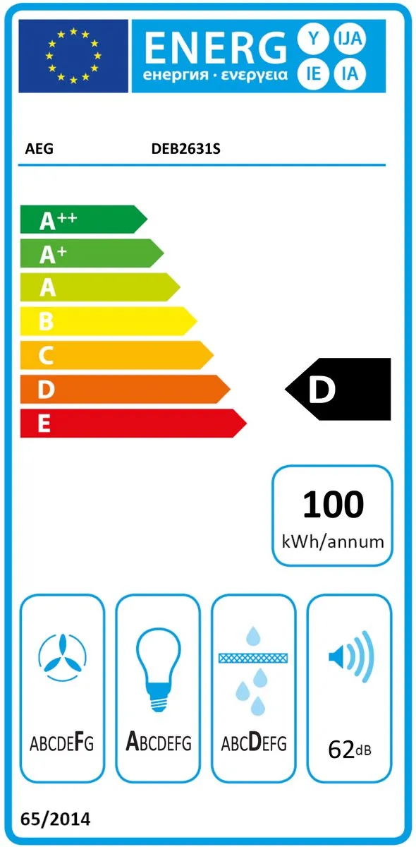 AEG DEB2631S Geïntegreerde Afzuigkap - 370 m³/u