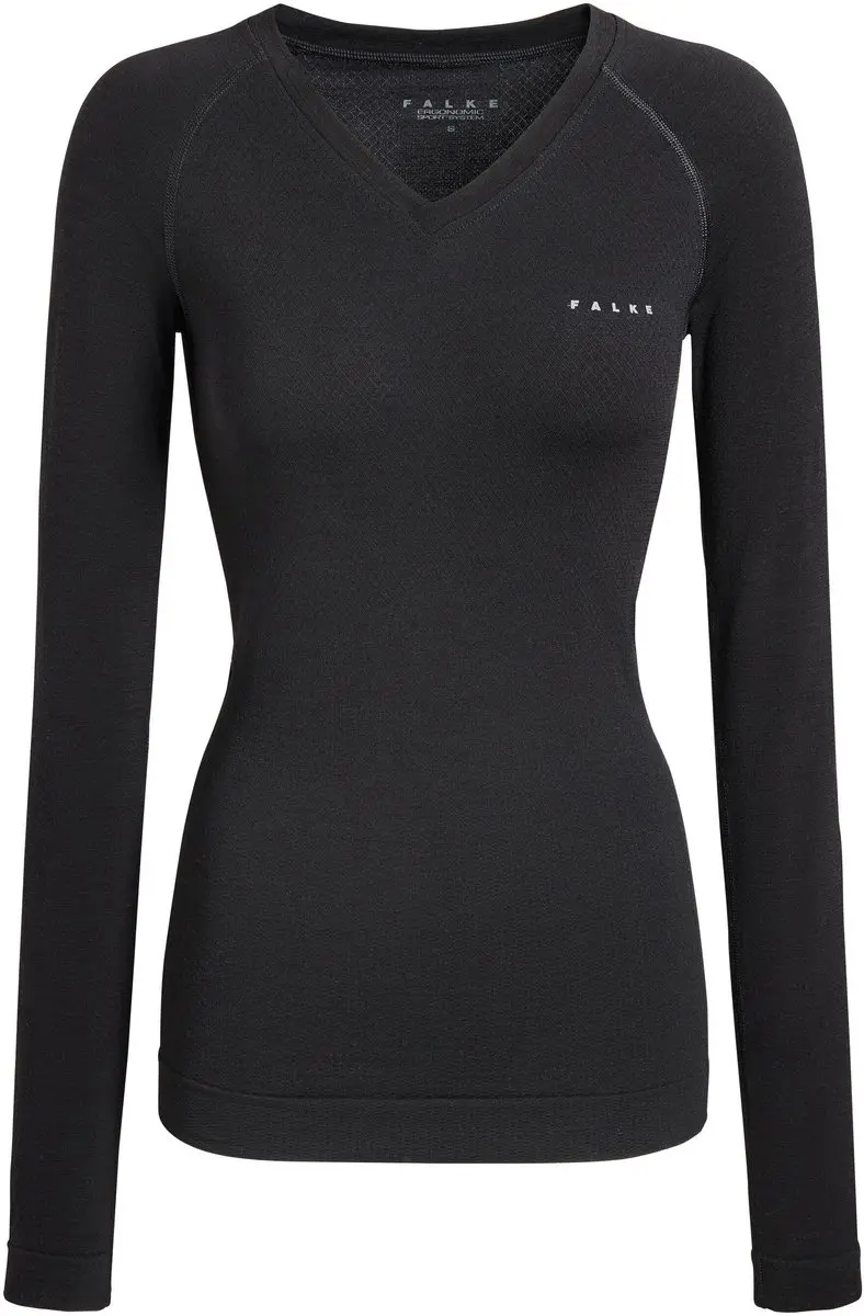 Falke Wool-Tech Light V-hals Dames Shirt - XL - Zwart