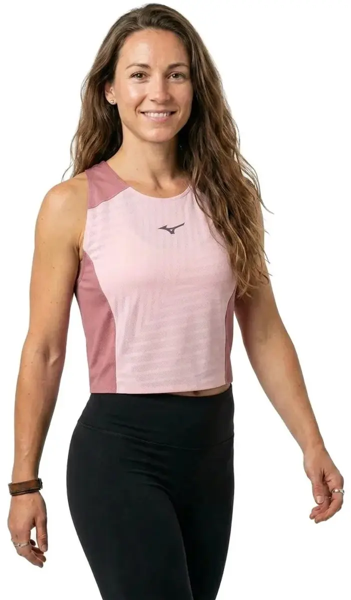 Mizuno Tech Light Cropped T-shirt - M - Roze